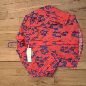 Mini Rodini red flower print long sleeve button down shirt kids 5T